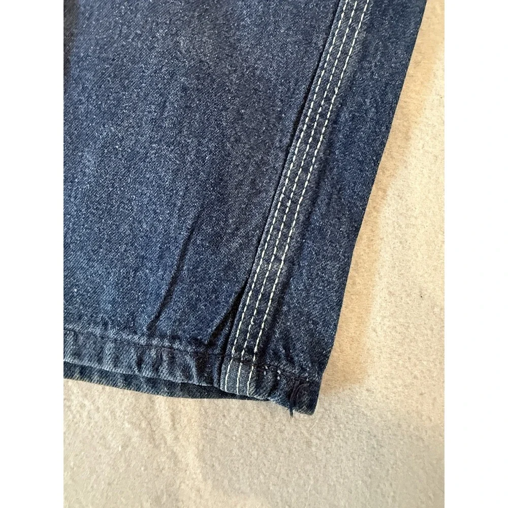 VTG Big Yank Denim Overalls 38x30 USA Made 70s Workwear Red Stitch Button fly - Picture 8 of 14